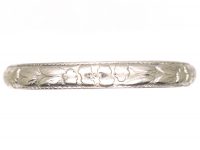 Early 20th Century Platinum Wedding Ring with Orange Blossom & Laurel Leaf Detail
