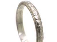 Early 20th Century Platinum Wedding Ring with Orange Blossom & Laurel Leaf Detail