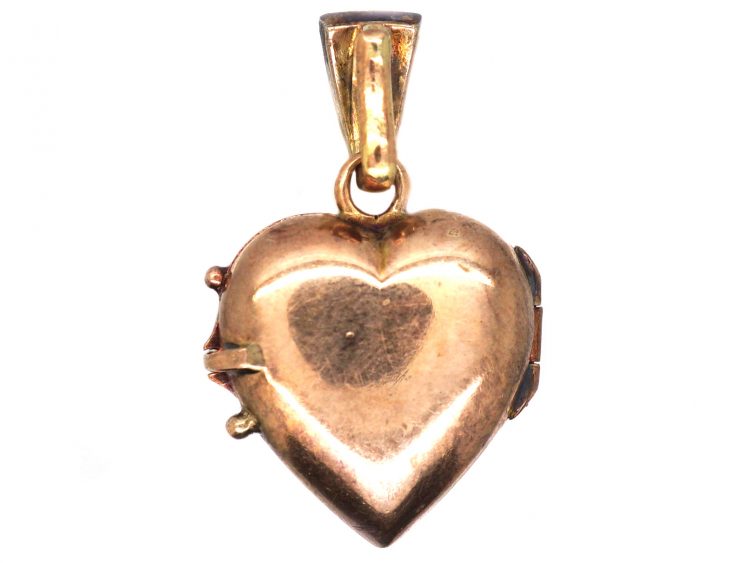 Edwardian 14ct Gold & Silver Heart Shaped Locket set with Diamonds
