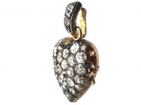 Edwardian 14ct Gold & Silver Heart Shaped Locket set with Diamonds