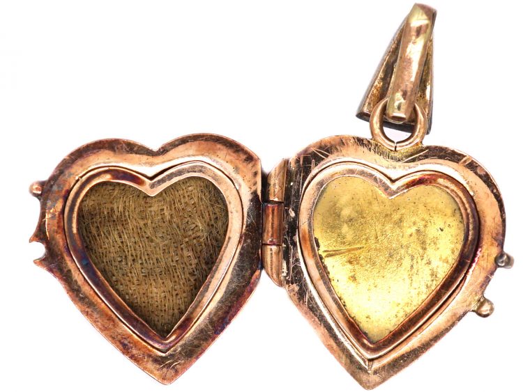 Edwardian 14ct Gold & Silver Heart Shaped Locket set with Diamonds
