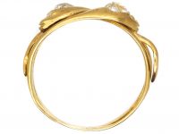 Edwardian 18ct Gold Double Snake Ring set with Diamonds