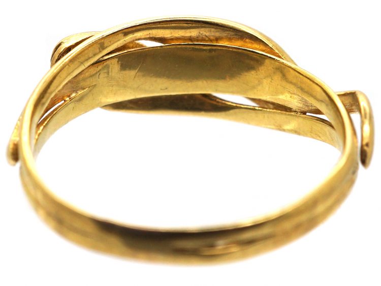 Edwardian 18ct Gold Double Snake Ring set with Diamonds