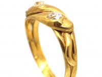Edwardian 18ct Gold Double Snake Ring set with Diamonds