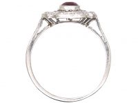 Art Deco Platinum, Ruby & Diamond Unusual Cluster Ring
