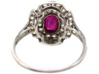 Art Deco Platinum, Ruby & Diamond Unusual Cluster Ring