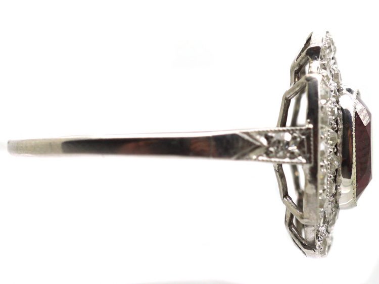 Art Deco Platinum, Ruby & Diamond Unusual Cluster Ring
