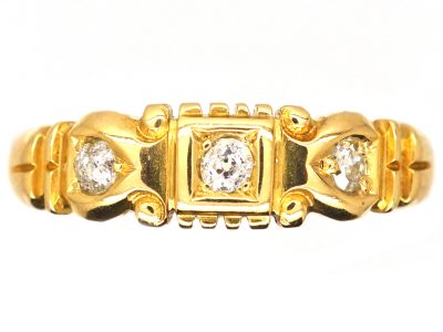 Victorian 18ct Gold Ring set with Three Diamonds