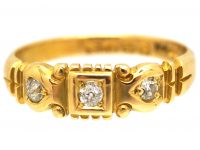 Victorian 18ct Gold Ring set with Three Diamonds