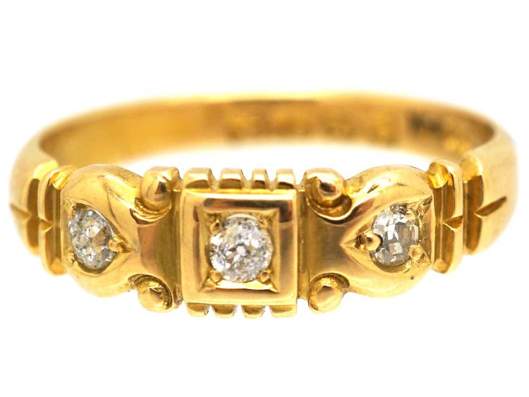Victorian 18ct Gold Ring set with Three Diamonds