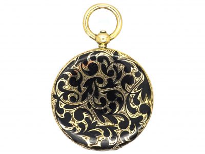 Victorian 18ct Gold & Black Enamel Round Locket