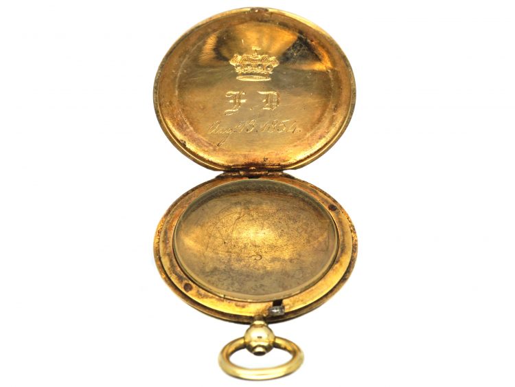Victorian 18ct Gold & Black Enamel Round Locket