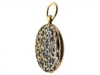 Victorian 18ct Gold & Black Enamel Round Locket