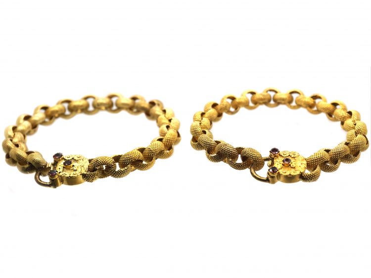 Pair of 15ct Gold Georgian Bracelets with Padlock Clasps