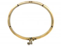 19th Century Scottish 9ct Gold Bangle with Bloodstone, Jasper & Agate Inlay
