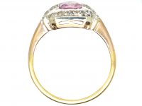Art Deco 18ct Gold & Platinum, Pink Sapphire & Diamond Ring