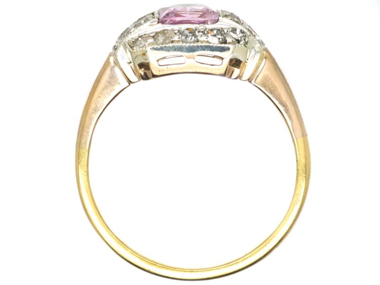 Art Deco 18ct Gold & Platinum, Pink Sapphire & Diamond Ring