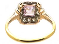 Art Deco 18ct Gold & Platinum, Pink Sapphire & Diamond Ring