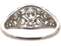Early 20th Century Platinum, Diamond Cluster Ring with Diamond Set Shoulders