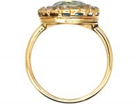 Edwardian 15ct Gold Aquamarine & Rose Diamond Cluster Ring