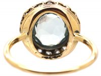 Edwardian 15ct Gold Aquamarine & Rose Diamond Cluster Ring