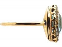 Edwardian 15ct Gold Aquamarine & Rose Diamond Cluster Ring