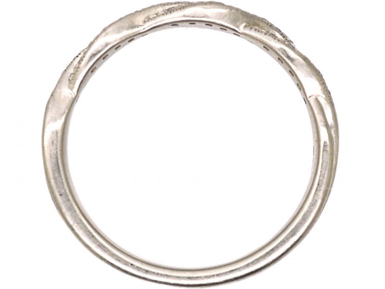 Early 20th Century Platinum Ribbon Design Ring set with Diamonds