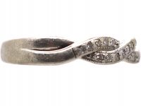 Early 20th Century Platinum Ribbon Design Ring set with Diamonds