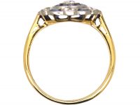 Art Deco 18ct Gold & Platinum, Sapphire & Diamond Ornate Target Ring