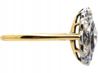Art Deco 18ct Gold & Platinum, Sapphire & Diamond Ornate Target Ring
