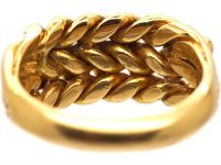 Edwardian 18ct Gold Keeper Ring with Plain & Engraved Detail