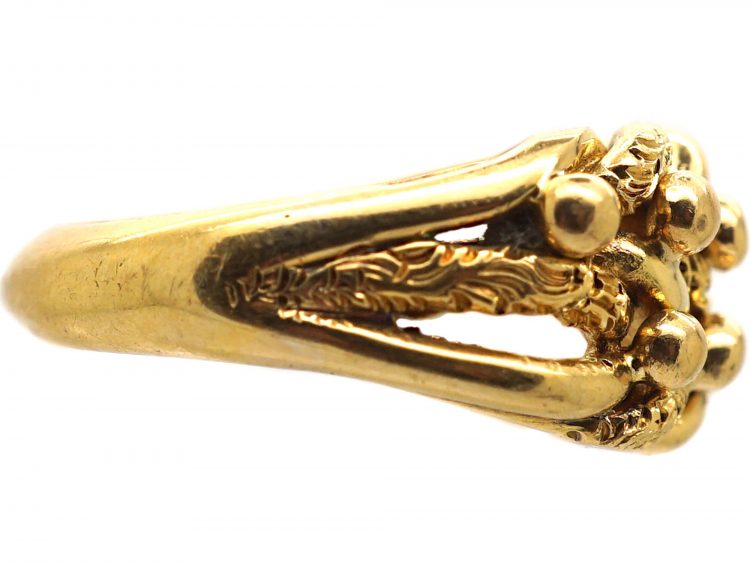 Edwardian 18ct Gold Keeper Ring with Plain & Engraved Detail