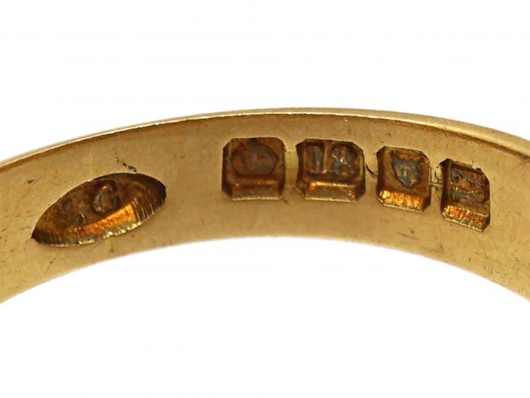 Edwardian 18ct Gold Keeper Ring with Plain & Engraved Detail