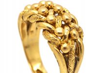 Edwardian 18ct Gold Keeper Ring with Plain & Engraved Detail