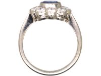 Early 20th Century Platinum, Sapphire & Diamond Cluster Ring