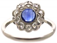 Early 20th Century Platinum, Sapphire & Diamond Cluster Ring