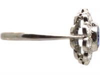 Early 20th Century Platinum, Sapphire & Diamond Cluster Ring