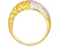 18ct White & Yellow Gold Fluted Ring set with Diamonds