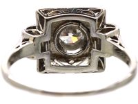 Art Deco Platinum, Diamond & Onyx Geometric Ring
