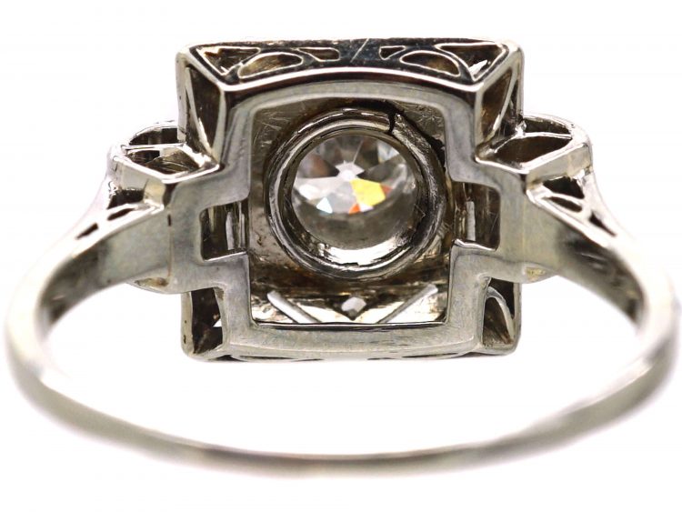 Art Deco Platinum, Diamond & Onyx Geometric Ring