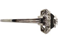 Art Deco Platinum, Diamond & Onyx Geometric Ring