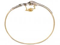 Victorian 15ct Gold & Silver Snake Bangle set with a Fancy Yellow Diamond & Old Mine Cut Diamonds