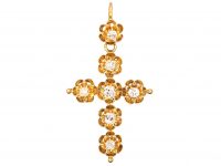 French 19th Century 18ct Gold & Diamond Cross
