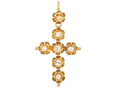 French 19th Century 18ct Gold & Diamond Cross
