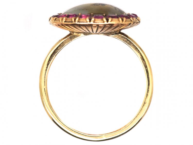 Georgian 15ct Gold, Ruby & Dendritic Agate Ring