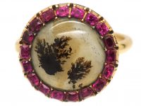 Georgian 15ct Gold, Ruby & Dendritic Agate Ring