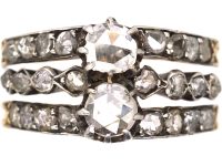 Late 19th Century 14ct Gold & Silver Triple Band Ring set with Rose Diamonds
