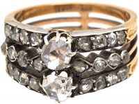 Late 19th Century 14ct Gold & Silver Triple Band Ring set with Rose Diamonds