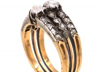 Late 19th Century 14ct Gold & Silver Triple Band Ring set with Rose Diamonds