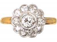 Edwardian 18ct Gold & Platinum Diamond Cluster Ring